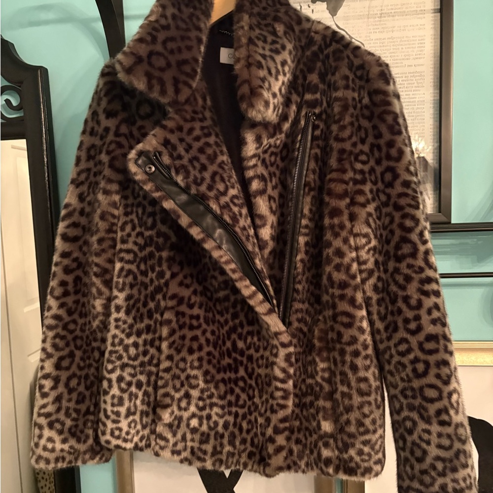 Calvin Klein Leopard Print Teddy Jacket
